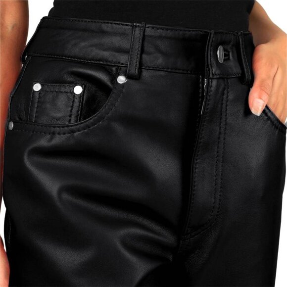 Laverapelle Women's Straight Cut Leather Pants, Black, Size 32 - Picture 2 of 5